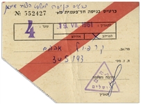 Ticket to the 1961 Trial of Adolf Eichmann in Israel